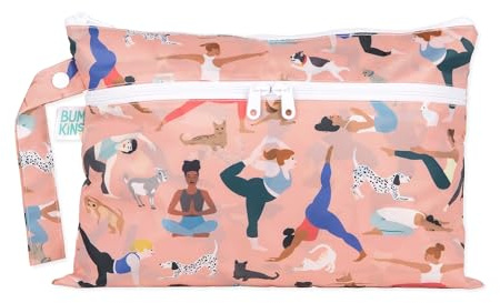 Bumkins Pochette étanche pour bébé, voyage, maillot de bain, couches en tissu, pièces de pompe, piscine, vêtements de sport, articles de toilette, crochet à poussette, sac à fermeture éclair, pochette