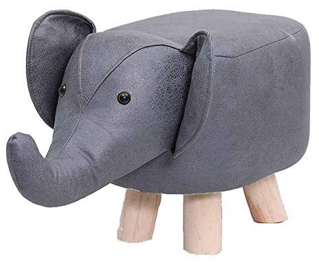 MEILISHAOMEI Banc à Chaussures pour Enfants en Forme d'éléphant,Repose-Pieds rembourré,Pouf en Cuir,Meuble de décoration pour Le Salon et la Maison(Couleur :Gris foncé)