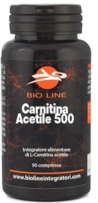 Laboratori Bio Line - Acetyl L Carnitina in Compresse (90 cpr) Acetil L Carnitina Sostanza Pura Senza Eccipienti, Assumere 2 Compresse al Giorno