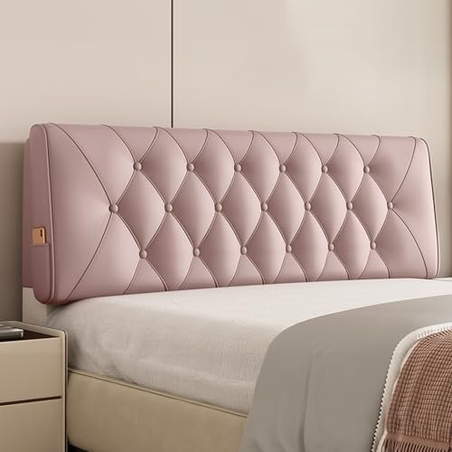 Gepolstertes Kopfteil für Erwachsene, große Rückenlehne, Wandkissen für Schlafzimmer, Sofa, Bett, einfarbig, rechteckig, abnehmbar, stützend, 134 x 58 x 5 cm, Rosa