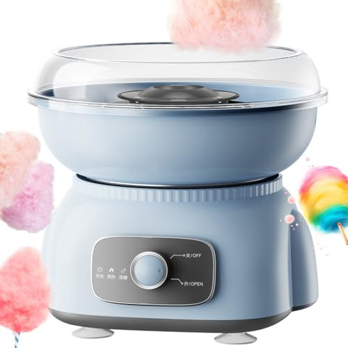 cotton candy machine, 500W candy floss maker with Splash Prevention Bowl, Removable for cleaning, Support Various Sugar Sources, candy floss machine maker for Parties, Kids, Home, Wedding blue