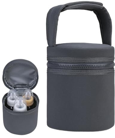 Breast Milk Cooler Bag, Baby Bottle Cooler, Insulated Baby Bottle Bag, Bottle Warmer Bag, Baby Milk Prep Machine, (12.5x15.5cm/4.92x6.1 Inches) For Breastmilk Cooler Bag, White, Gray And Black