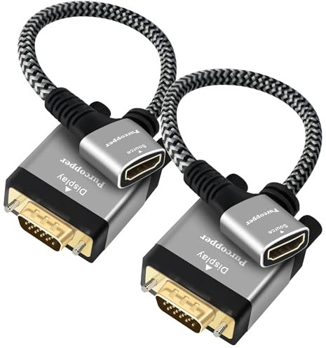 Adattatore da HDMI a VGA, confezione da 2, unidirezionale, da HDMI femmina (fonte) a VGA maschio (schermo), connettore convertitore per monitor, PC, Raspberry Pi, desktop, proiettore, Roku