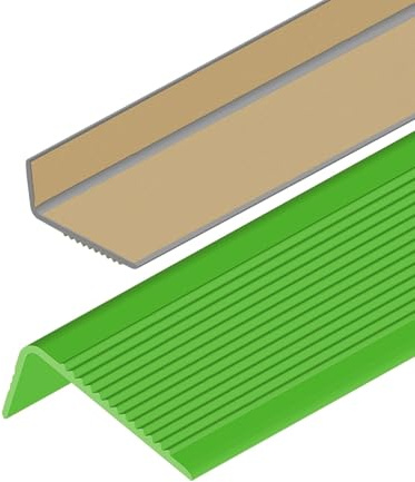Treppenkantenprofil Selbstklebend PVC Kunststoff Treppen-Kantenschutz, Treppenkantenprofil L Vinyl-Anti-Rutsch-Treppenkante Elastischer Kantenschutz, Abriebfest, Treppenkantenprofil PVC(Green,1.9m/74.