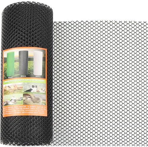 WEXFFU Black Mesh Plastic Fencing Roll - 8mm Mesh Chicken Wire Mesh Roll,Plastic Mesh Fencing for Garden Netting Mesh,Dog Fence Outdoor,Poultry Breeding Netting and Temporary Fence(40cm x 3m)