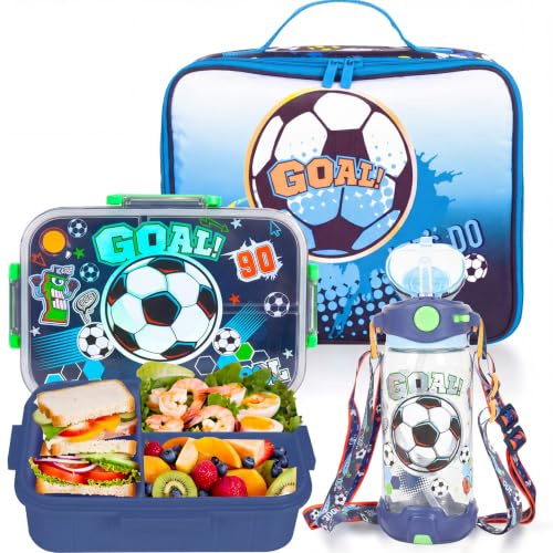 PinkSheep Juego de lonchera Bento para niños con recipientes de 1200 ml a prueba de fugas con 3 compartimentos, botella de agua sin BPA de 24 onzas, bolsa de almuerzo aislada para la escuela, niños