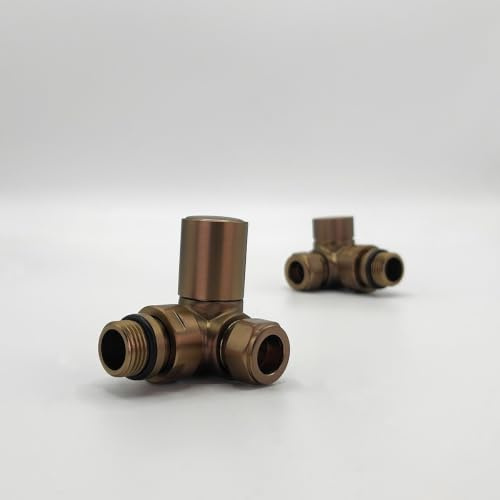 Lux Heat Corner Brushed Bronze Manual Round Radiator Valve Set