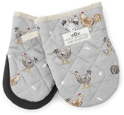 Cooksmart Hen House Lane Set of 2 Neoprene Microwave Mitts | British Designed, Set of 2, Neoprene Material, Heat Resistant Up To 100°C, Microwave Gloves, Farmhouse Kitchen Accessory