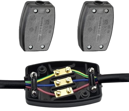 2Pcs 3 Terminal Electrical Junction Box with Flex Cable Gland – 13A 250V Cable Connector, Indoor Wire Connector Box, Easy Install Electric Junction for Lighting, Garden, and Home Use