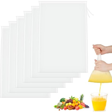 JRYXDS Nussmilchbeutel 6 Stück Passiertuch Wiederverwendbar 20 × 30 Cm Passiertuch Wiederverwendbar Für Vegane Nussmilch & Mandelmilch