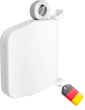 WINRODOOR® Rolladen-Gurtwickler Aufputz – Mit vormontiertem 6 m Gurt – Robuster Mini-Gurtaufroller für 15 mm Gurt – 180° schwenkbar – Lochabstand 155 mm – Weiß