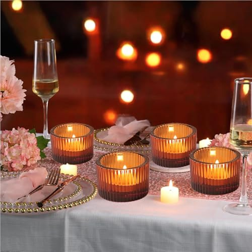 Portacandele in vetro per matrimoni, feste, centrotavola (4, marrone)