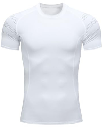 Maglietta Compressione Termico Uomo, Maglia Termica Uomo Moto, Manica Corta Traspirante Asciugatura Rapida Maglia da Corsa con Atletico Maglia Sportiva Fitness Shirt Top per Corsa Palestra Fitness