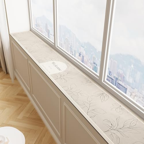 Water-Proof Window Sill Mat, Window Sill Cover Ledge Guard Protectors, Diatom Mud Windowsill Pads can Be Cut, for Bay Windows and Balconies(Beige,200x15cm/78.7x5.9in)