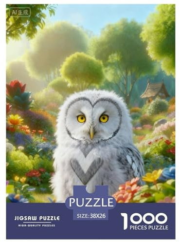Puzzle Chouette Effraie 1000 Pièces pour Adultes Et Enfants, Défiant Et Stimulant, Casse-tête Buisson Fleuri, DéCoration, Cadeau Famille 38x26cm/1000pcs