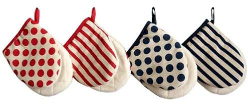 Maniques Cuisine Gants De Cuisine Anti-Chaleur for Les Mains for Micro-Ondes Isolants Thermiques en Coton(Red Dot)