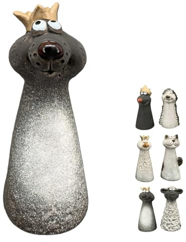 NETPROSHOP Dekorative Zaunfigur Niedliche Tiere aus Keramik Zaunhocker Höhe ca. 22 cm, Farbe:Bärenkönig