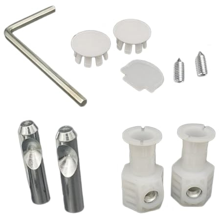 1 paio di kit di fissaggio per WC universali da parete per WC sospeso a parete, viti per coperchio WC, cerniere di fissaggio superiori per riparazione bagno, staffe e viti per pavimento bagno WC
