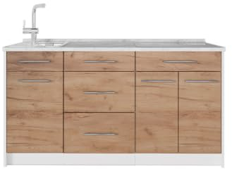 Vicco Köksblock Fame-Line, Goldkraft ek/Vit, 150 cm AP Marble, för individuell expansion med kompatibla moduler