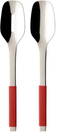 Villeroy & Boch S+ Cranberry Couverts à salade 2 pièces, Inox, Manche recouvert de silicone rouge