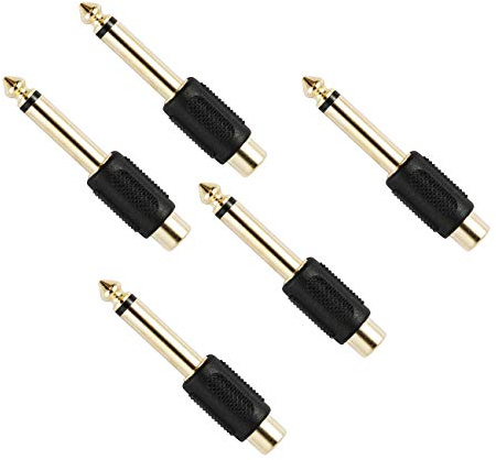 5 x 6,35 mm Mono-Klinkenstecker auf Cinch-Phono-Klinkenstecker, goldfarben