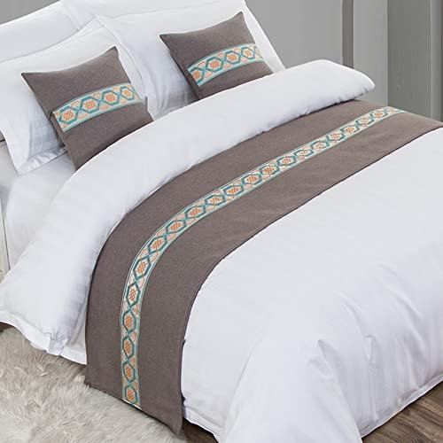 DAYDAY helper Bettläufer für Bettfüße, Streifen, Patchwork, Leinen-Bettwäsche, Dekoration, Bettschal, Bettdecke, Tagesdecke, Schutz für Hotel, Schlafzimmer, 180 x 50 cm