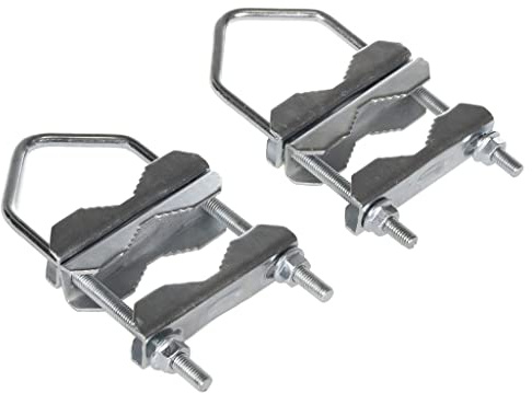 Wessper 2 Piezas Abrazadera Doble 70 mm / 130 mm, Abrazadera para Mástil Satélite, Staal voor Satellietschotel, Balkonbeugel, Abrazadera de Diente - Galvanizado