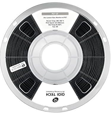 QIDI TECH Carbon Fiber PET Filament 1.75 1KG Spule, PET CF Kohlefaser 3D Drucker Filament 1.75mm für die meisten FDM 3D Drucker, hohe Festigkeit, geringe Kriechneigung, Schwarz