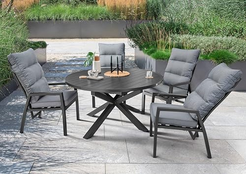 Destiny Sitzgruppe Garda Arona 4 Hochl + Tisch Ø120/170x120x75cm ausziehbar