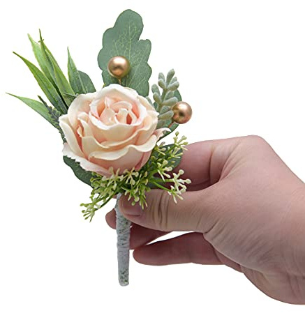SYSUII Boutonniere Hochzeit Rose - 2 Stück Rose Boutonniere Ansteckblume Hochzeit Braut Rose Blumen Anstecker Hochzeitsbrosche für Braut Brautjungfer Gäste Herren Damen Party -Rosa