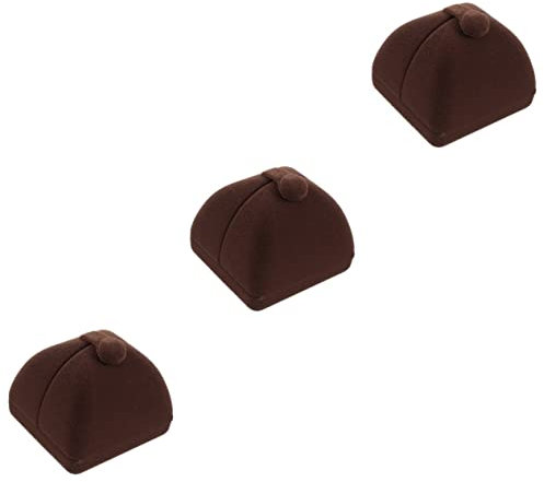 STOBAZA 3Er-Box Ringschachtel Eheringhalter Hochzeitsring Ringhalter für die Hochzeitszeremonie Engagement schmuckkästchen ritauls dekorative Kästen für Ringe ， Coffee