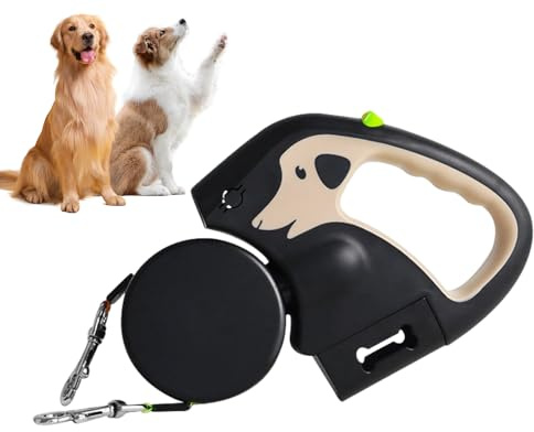 Correa de Doble Extremo para Perro de 3 m con Luz, Retráctil Automática para 2 Perros, Mango Antideslizante y Botón de Freno Rápido, hasta 25 kg de Peso