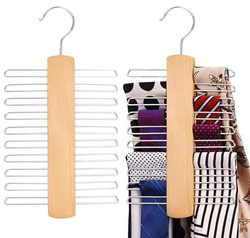 HTTDSLF 2 Pièce Porte Cravate Porte-Cravates, Cintre Foulard, avec 20 Crochets, Cintre pour accrocher Ceintures, écharpes, Cravates, Accessoires Rangement – Crochet pivotant