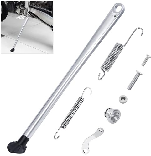 Tunejoy Cavalletto Laterale di Moto di Alluminio Supporto Laterale di Moto di Cross con Portamolle per Pit Dirt Pocket Bike ATV Crf Klx 125cc 150cc 43cm Argento