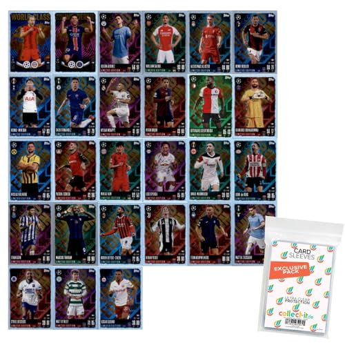 Bundle mit Match Attax Champions League 2024/25 - Trading Cards - Alle 27 Limitierte Karten * Exklusive Collect-it Hüllen