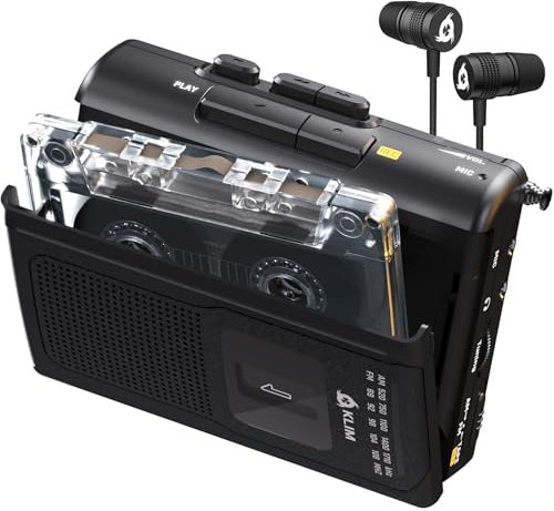 KLIM K8 Lettore Cassette Audio con le cuffie F1 - Registratore Cassette - NUOVO Lettore di Cassette - Radio Cassette Player AM/FM - Microfono e Altoparlante Integrati - Jack per Cuffie e Cuffie