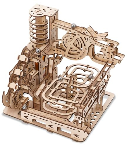 Puzzle 3D Modello in Legno, Fai-da-Te Pista per Biglie, Kit di Costruzione Modello Meccanico, 3D Puzzle Modellismo da Costruire con 7 Steel Balls Regalo per Uomini e Donne