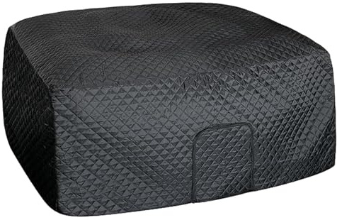 CAKEEYUM Couverture de Spa Gonflable 57 carrés avec Fermeture éclair et Boucle réglable, Couvercle de Spa Coupe-Vent et imperméable pour terrasse Jardin extérieur Gonflable, Insula