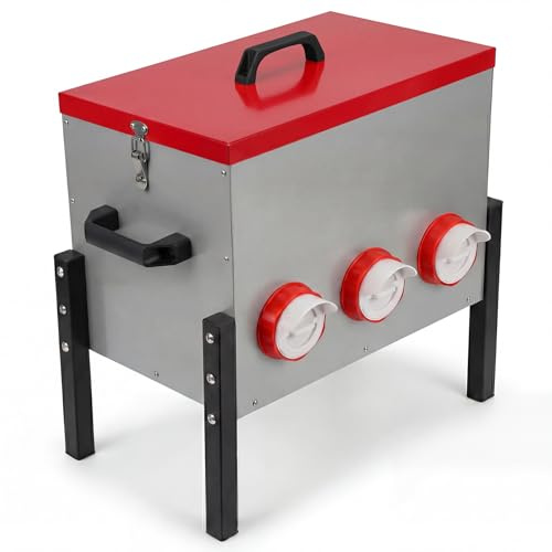 Aeroflexa Futterautomat Hühner 15KG Großvolumiger Automatischer Hühnerfutterautomat, Hühnerfutter Automat mit 6 Löchern aus Metall, Futterspender für Hühner, Enten & Gänsen, für Stall/Hof/Garten