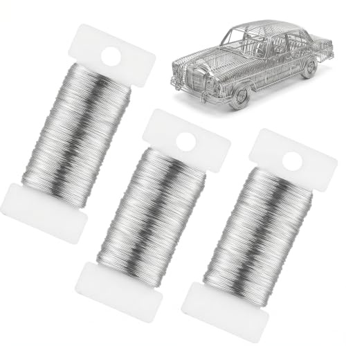 3 Rolle 0,3mm x 50m Basteldraht Dünn,Schmuckdraht,Silberdraht zum Basteln,Perlendraht Dünner Draht,Blumendraht Draht Dünn für DIY Handwerk Schmuck Armband Halskette Modellierdraht Dekoration