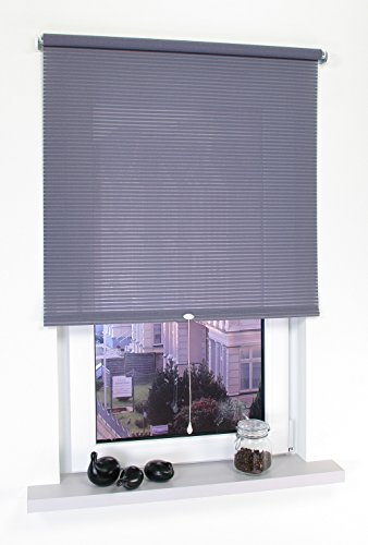 deko-raumshop Springrollo Mittelzugrollo Schnapprollo Fenster Rollo viele Größen Wandmontage Deckenmontage Stoff Blickdicht lichtdurchlässig Sonnenschutz Vorhang (180 x 180 cm, Streifen Dunkelgrau)