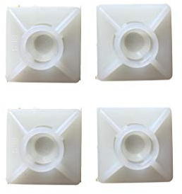 Gocableties 100 Pack of White Cable Tie Bases - 19mm x 19mm (3/4) - Premium Adhesive Fixing Mounts