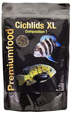 Discusfood Cichlids XL Premium Granulat Composition 1, 500g Hauptfutter für Cichliden und andere große Herbivore Fischarten mit Schwerpunkt auf pflanzlicher Nahrung
