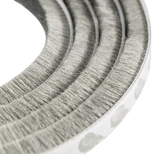 5m winddicht Staubdicht Tür Fenster Dichtungsband selbstklebend Bürstenleiste 9 x 23 mm - für Lücken 9-20 mm (5 Meter, Grau)