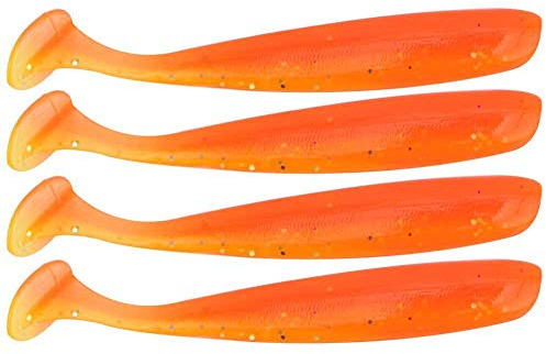 20 STÜCKE Angeln Weichen Köder 7,5 cm / 2g Kunststoff T Schwanz Köder Künstliche Wurm Swimbait für Bass Trout Zander Angelzubehör(Orange)