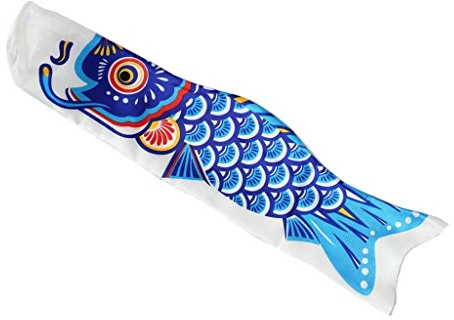 Inzopo Koinobori Japanische Karpfen-Flagge, zum Aufhängen, Koi Nobori Sailfish – Blau, 50 cm, Blau 50 cm