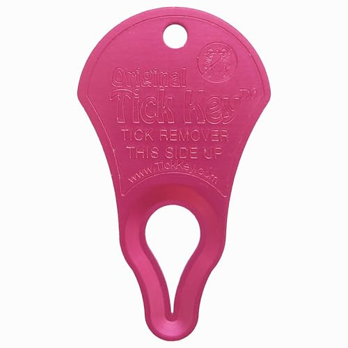 The Original Tick Key - Tick Detaching Device - Portable, Safe and Highly Effective Tick Detaching Tool (Raspberry)