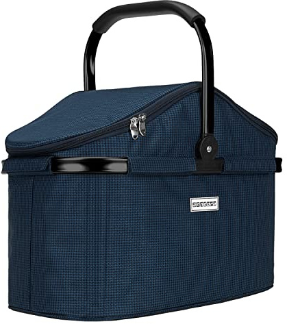 anndora Einkaufskorb 25 Liter Isolierkorb - Blau Hahnentritt