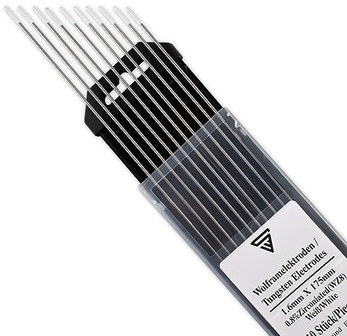 STAHLWERK Wolframelektroden WIG Ø 1,6 x 175 mm – WZ8 Weiß – 10 Stück, Schweißelektroden, langlebig, stabil und belastbar, für Stahl, Edelstahl, Alu, Kupfer, universell für alle gängigen WIG-Geräte
