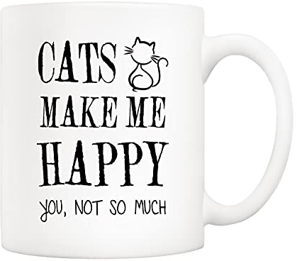 5Aup Funny Coffee Mug for Cat Lovers, Cats Make Me Happy, You Not so Much Cups, Christmas Gifts for Men and Women 11 Oz